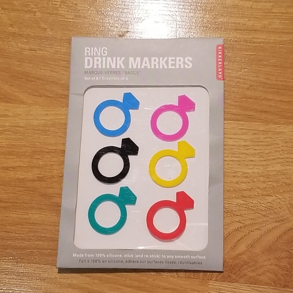Ring drink markers set of 6 silicone stickers